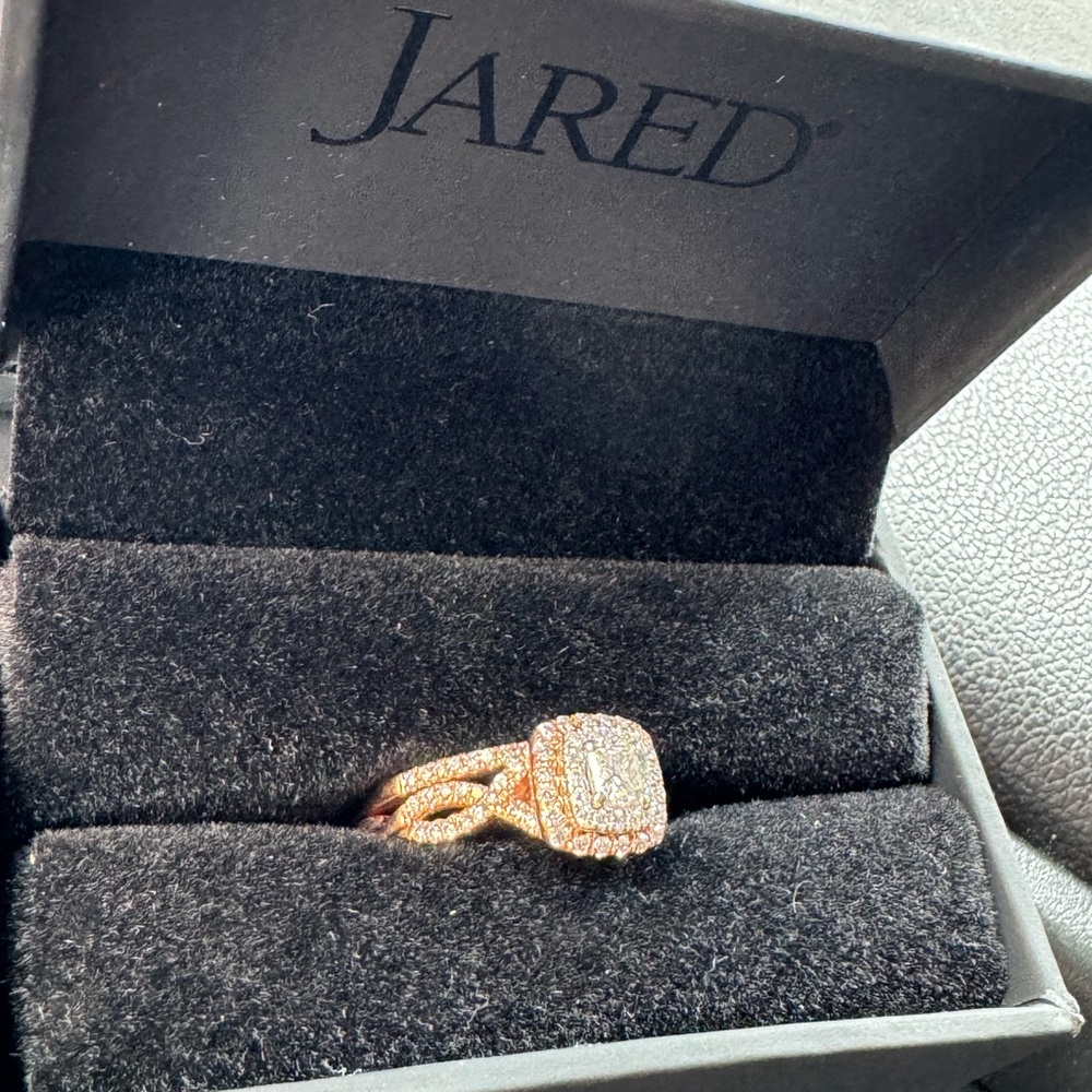14k rose gold wedding ring set